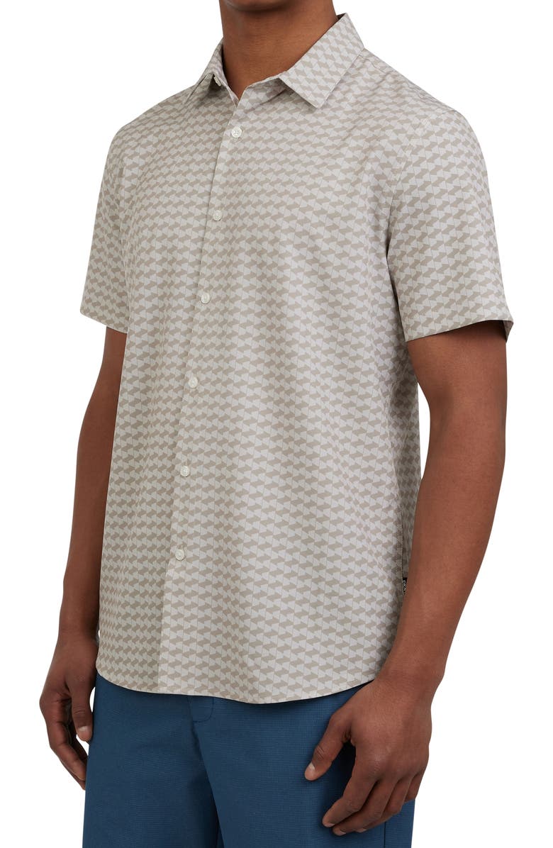 DKNY SPORTSWEAR Jameson Short Sleeve Button-Up Shirt, Alternate, color, Caf