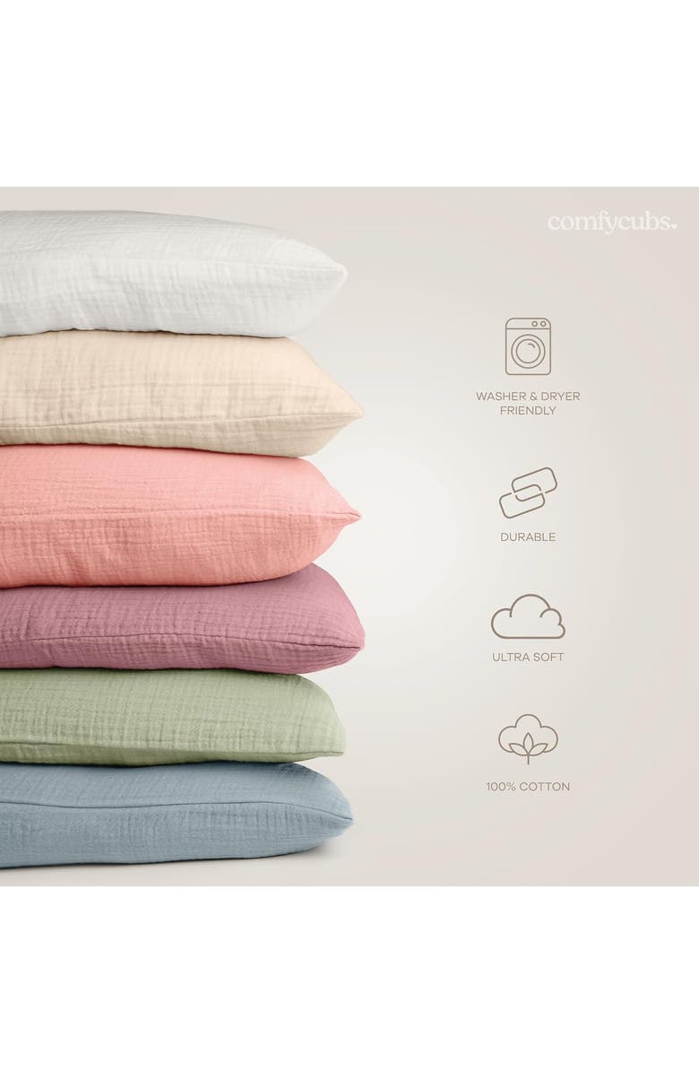 Comfy Cubs Toddler Pillows with Soft Muslin Pillow Case, Pack of 2, Alternate, color, Sage