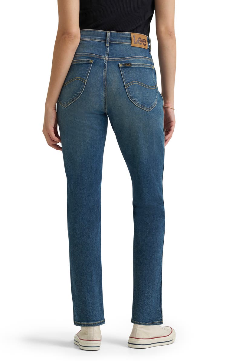 Lee Rider<sup>™</sup> Ever Fit Mid Rise Slim Straight Leg Jeans, Alternate, color, Indigo Tea
