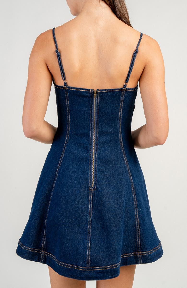 Beivy Denim Fit & Flare Minidress, Alternate, color, Dark Blue