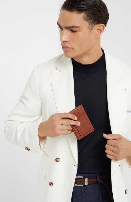 Brunello Cucinelli Calfskin Card Case In Copper