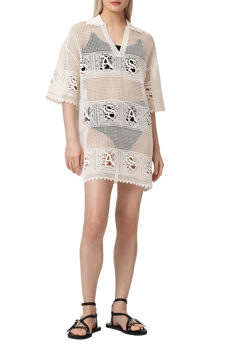 Kyra Mesh Cover-Up Dress, Main, color, CHALK WHITE