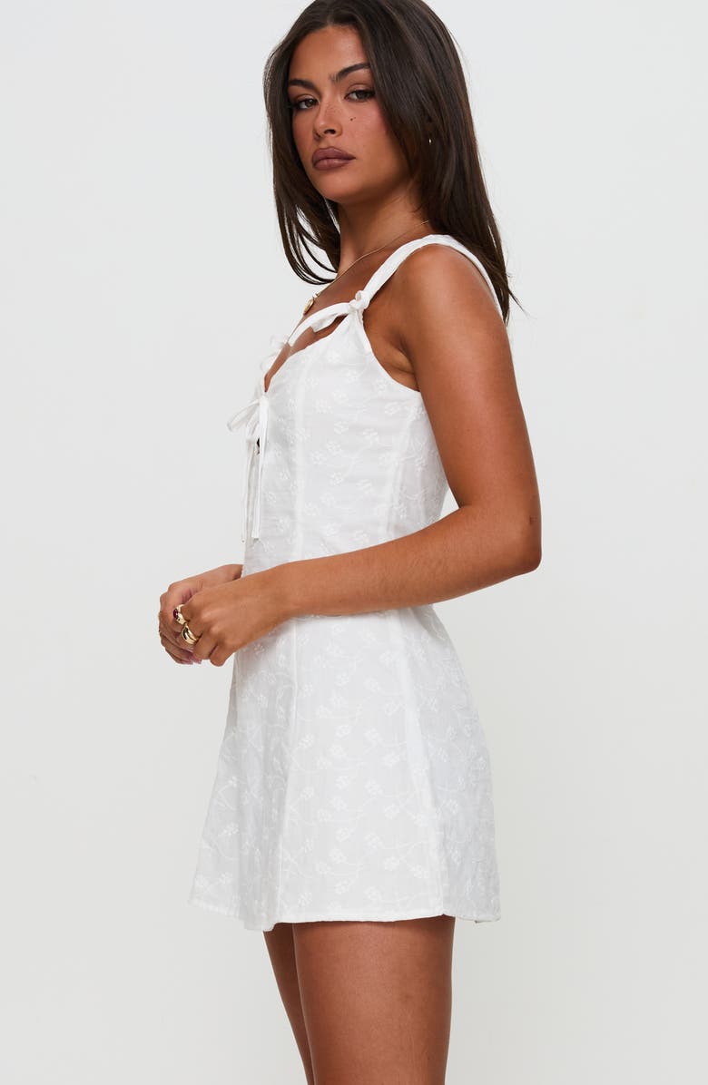 Princess Polly Muffins Eyelet Embroidery Minidress, Alternate, color, White