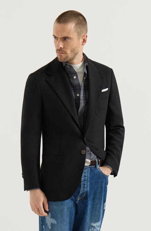 Cashmere Panama deconstructed blazer with patch pockets