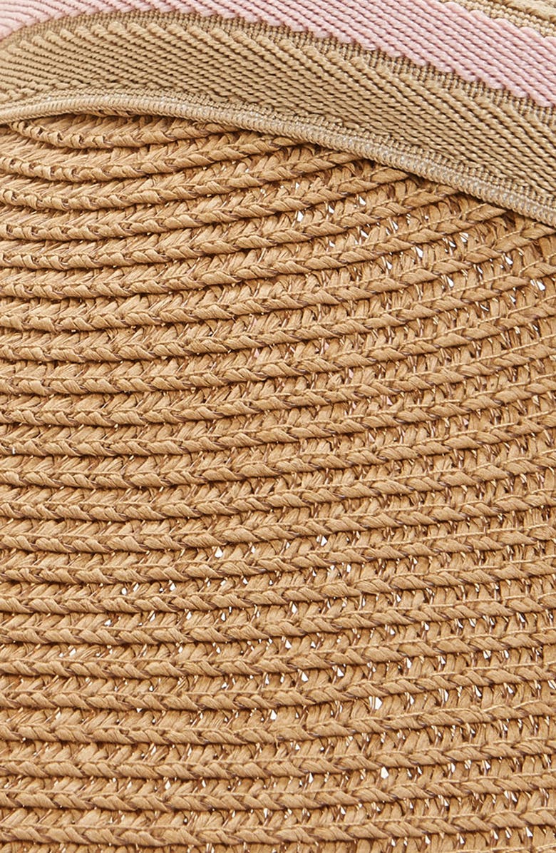 Capelli New York KIds' Stripe Band Straw Visor, Alternate, color, Natural