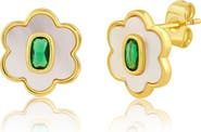 Sienna Vale Mother-of-Pearl & Cubic Zirconia Flower Stud Earrings