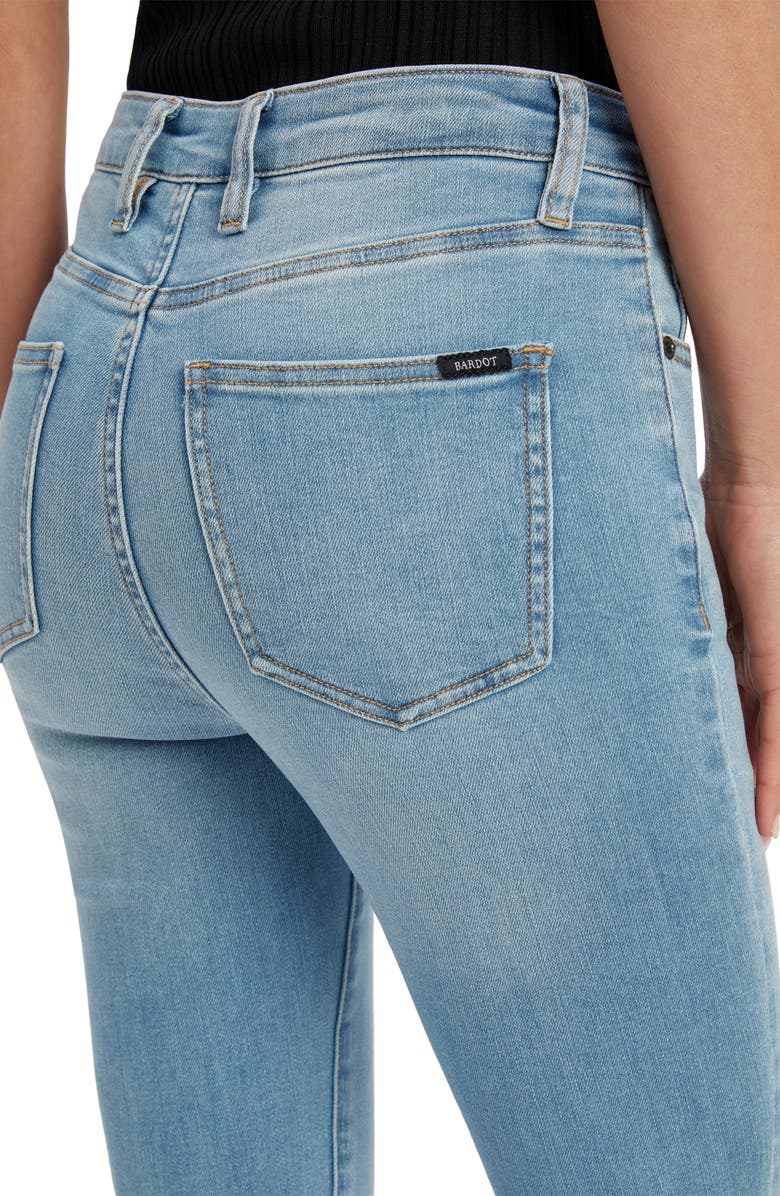 Bardot Khloe Ripped High Waist Crop Skinny Jeans, Alternate, color, Light Denim