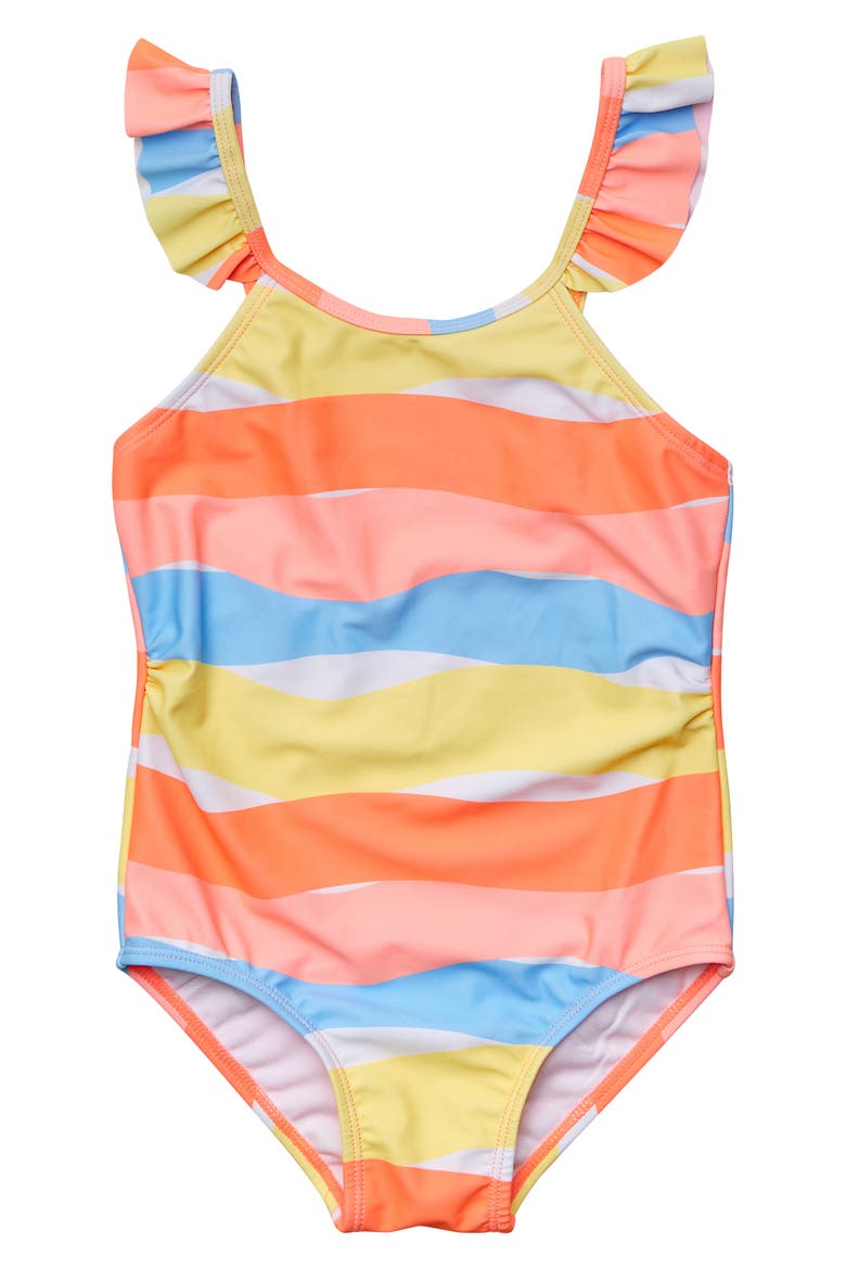 Kids' Stripe Ruffle One-Piece Swimsuit, Main, color, MULTI