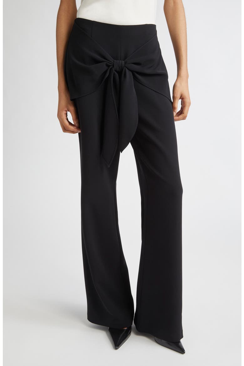 Lilas Tie Front Flare Leg Pants, Main, color, BLACK