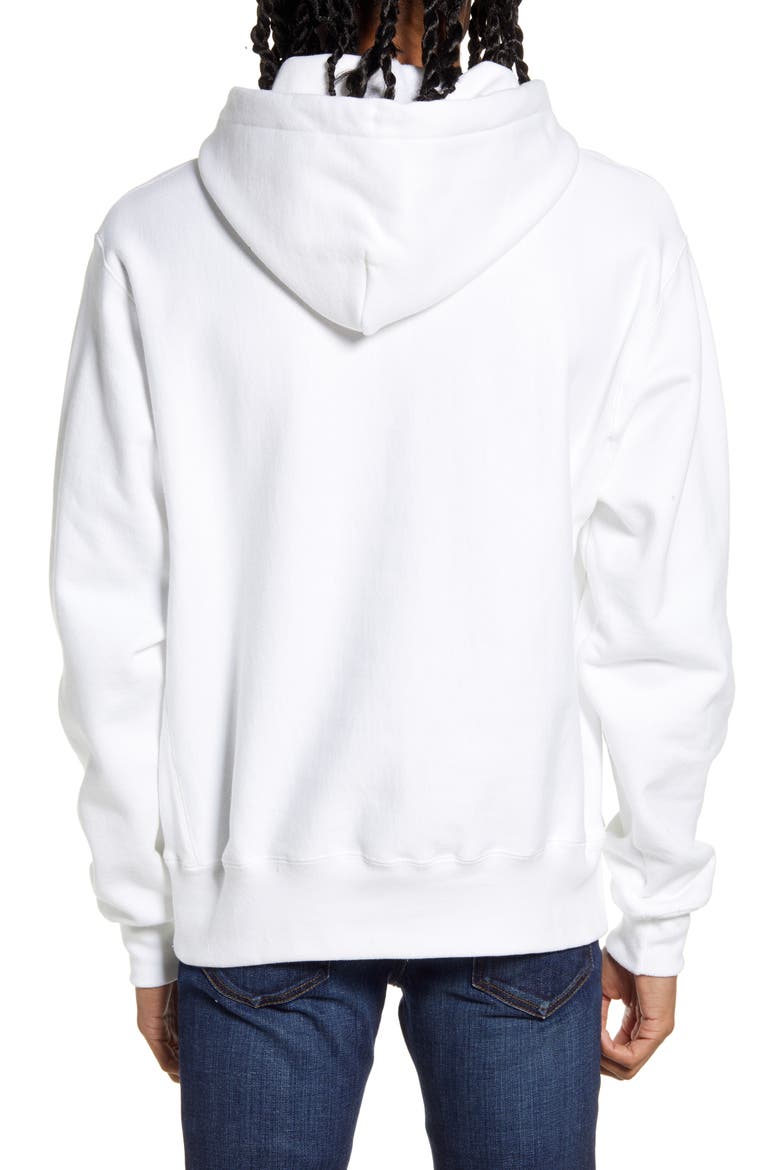 Reverse Weave® Script Chest Logo Hoodie, Alternate, color, WHITE