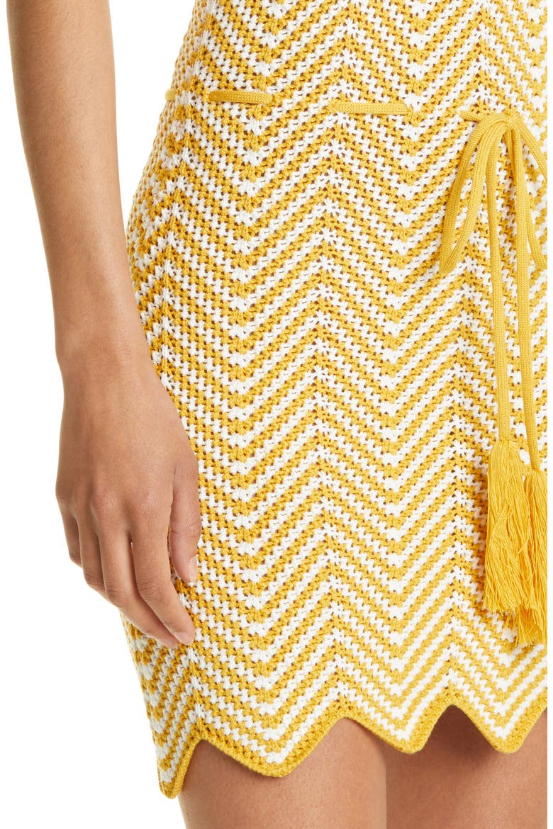 Chantal Tie Waist Halter Knit Minidress, Alternate, color, CANARY MULTI