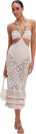 Flower Crochet Embroidered Midi Dress