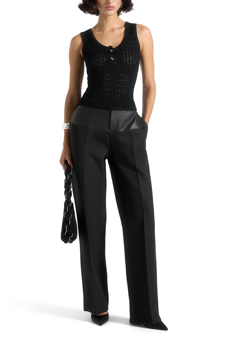 Nora Pointelle Knitted Vest with Knot Button, Main, color, Black