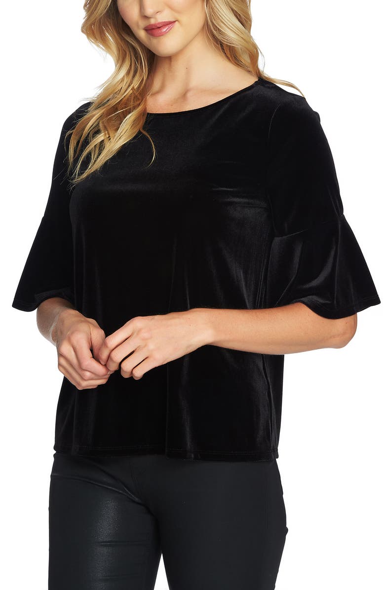 CeCe Bell Sleeve Velvet Top, Alternate, color, 
