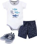Hudson Baby Little Gent's Soft Cotton Bodysuit, Shorts & Footwear 3Pk