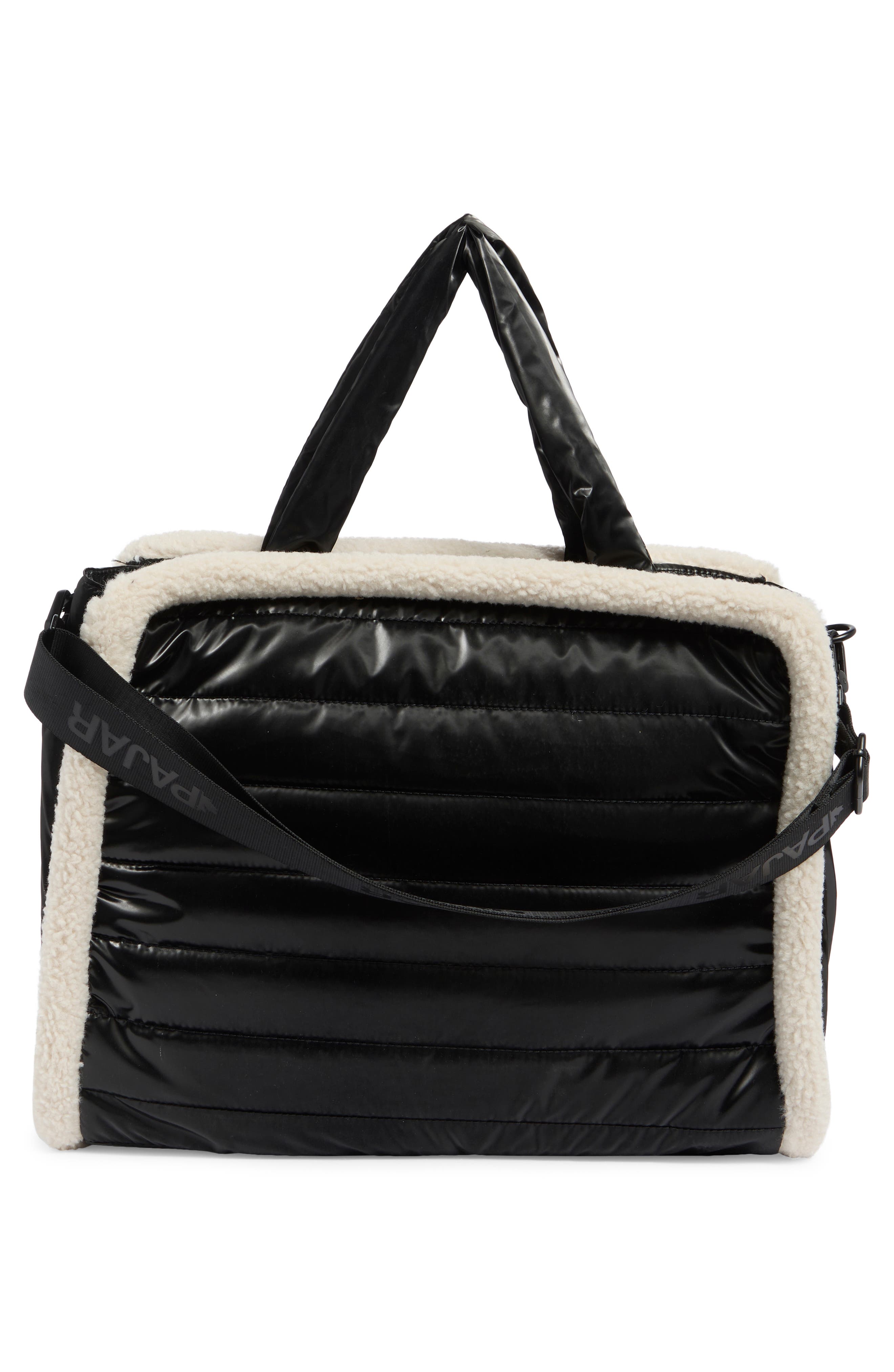 Pajar Quilted Faux Shearling Trim Tote Bag, Alternate, color, 