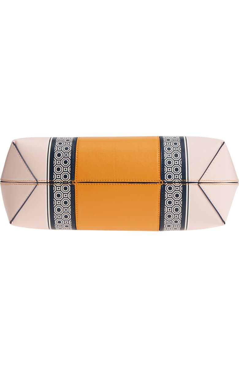 Tory Burch Block-T Stripe Leather Tote, Alternate, color,