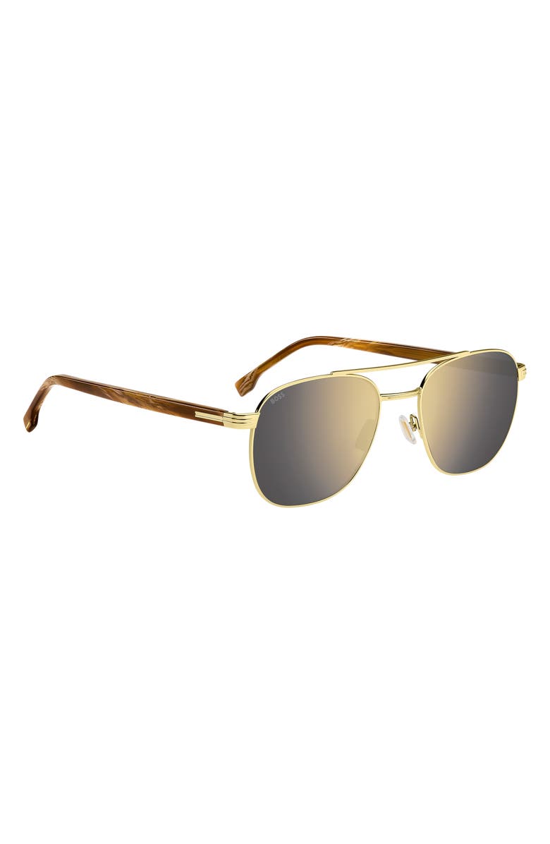 BOSS 56mm Rectangular Sunglasses, Alternate, color, Gold Brown/ Grey Bronze