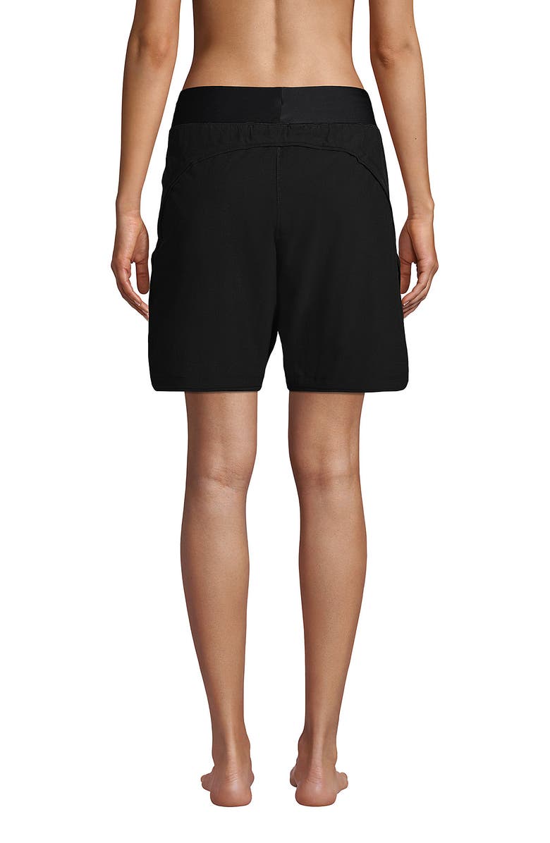 Lands' End Plus Size Sunshade UPF 50 9" Board Shorts with Panty, Alternate, color, Black