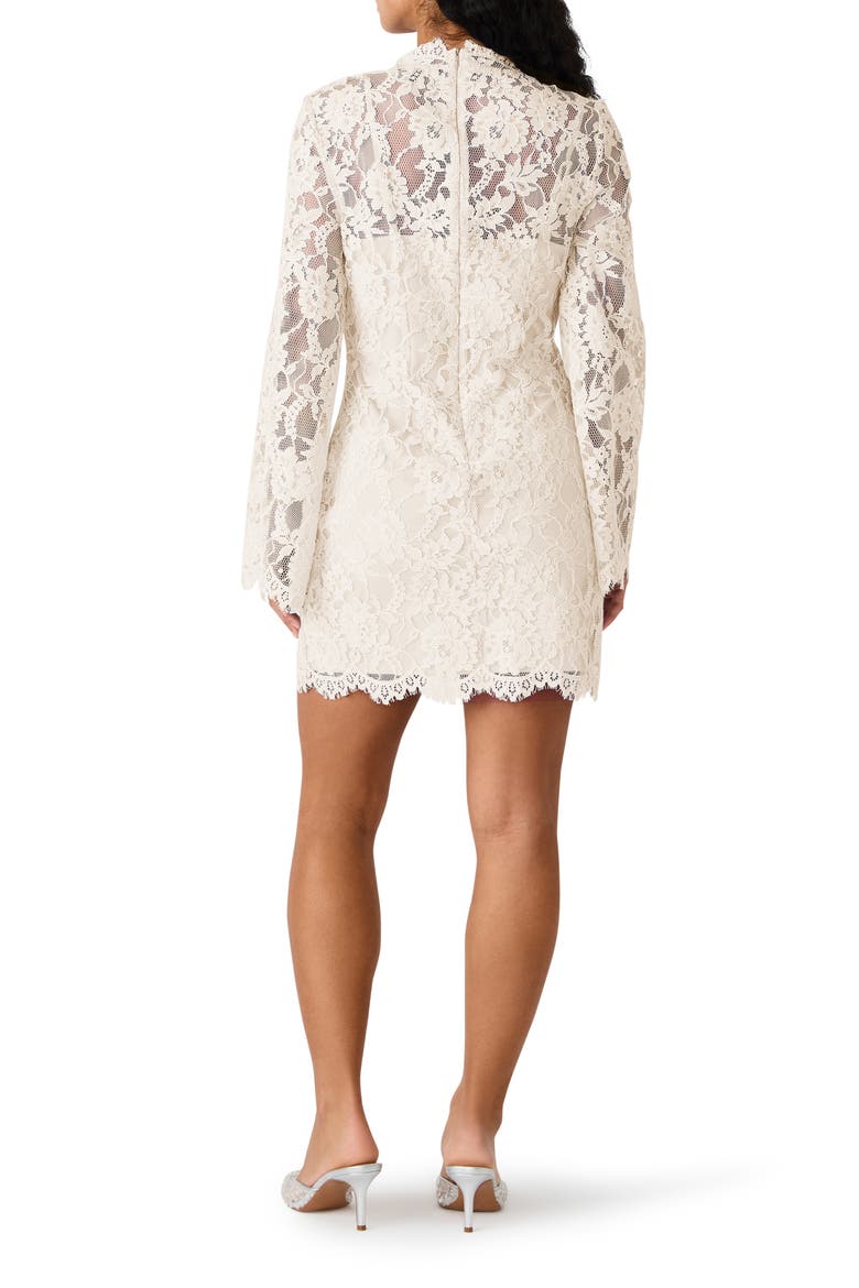 Selinna Lace Long Sleeve Minidress, Alternate, color, CLOUD DANCER