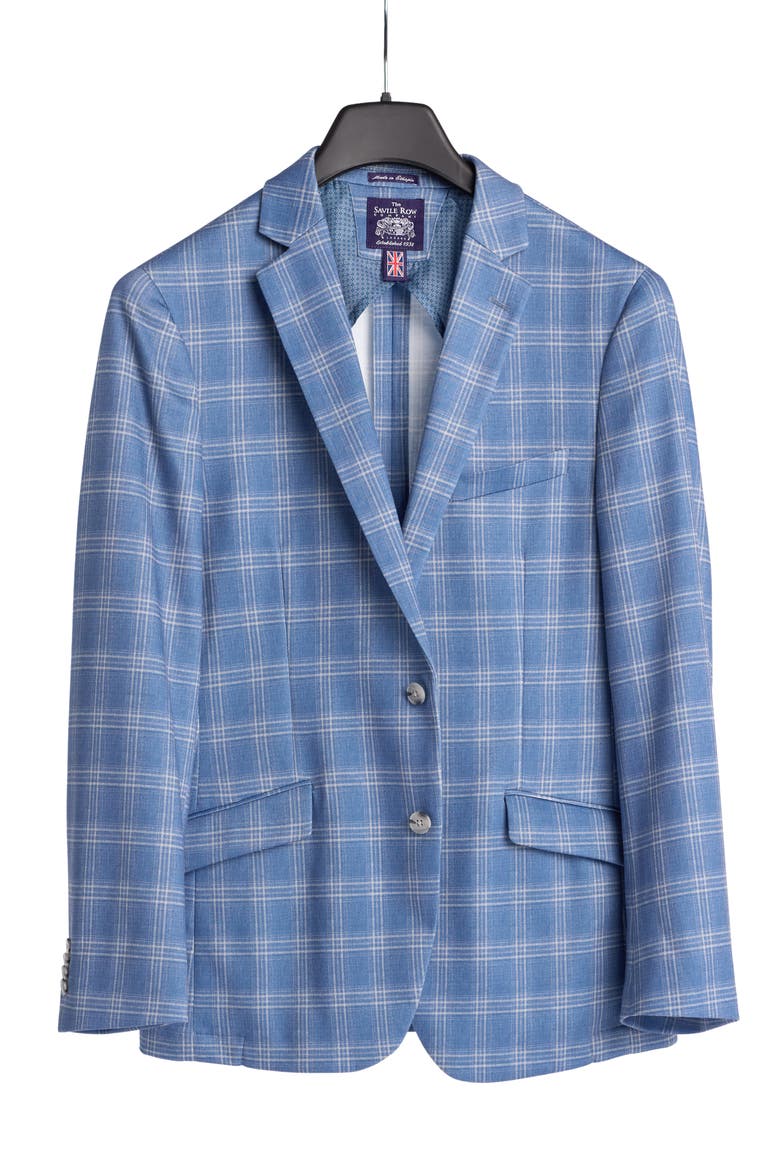 Shoreditch Slim Fit Blue Plaid Knit Sport Coat, Alternate, color, BLUE