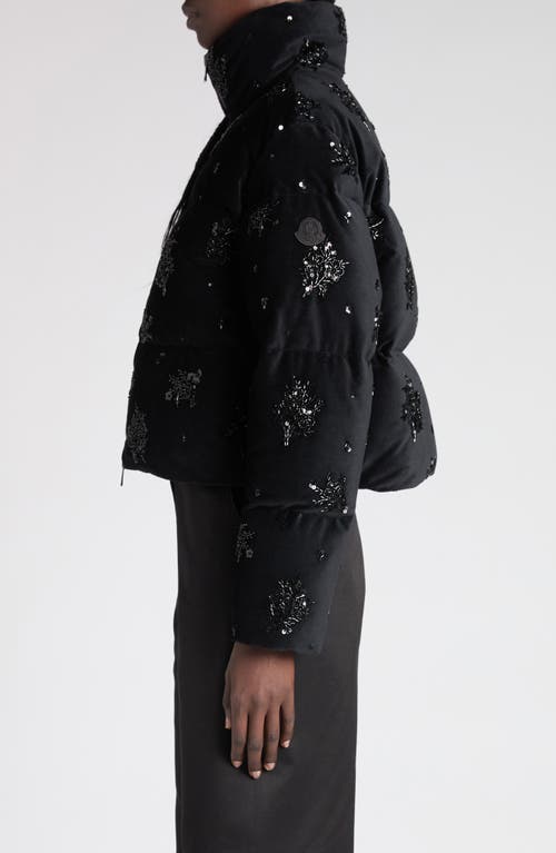 Moncler Nelles Embellished Down Jacket In Black