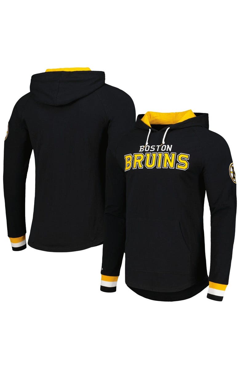 Mitchell & Ness Men's Mitchell & Ness Black Boston Bruins Legendary Slub Hoodie Long Sleeve T-Shirt, Main, color,