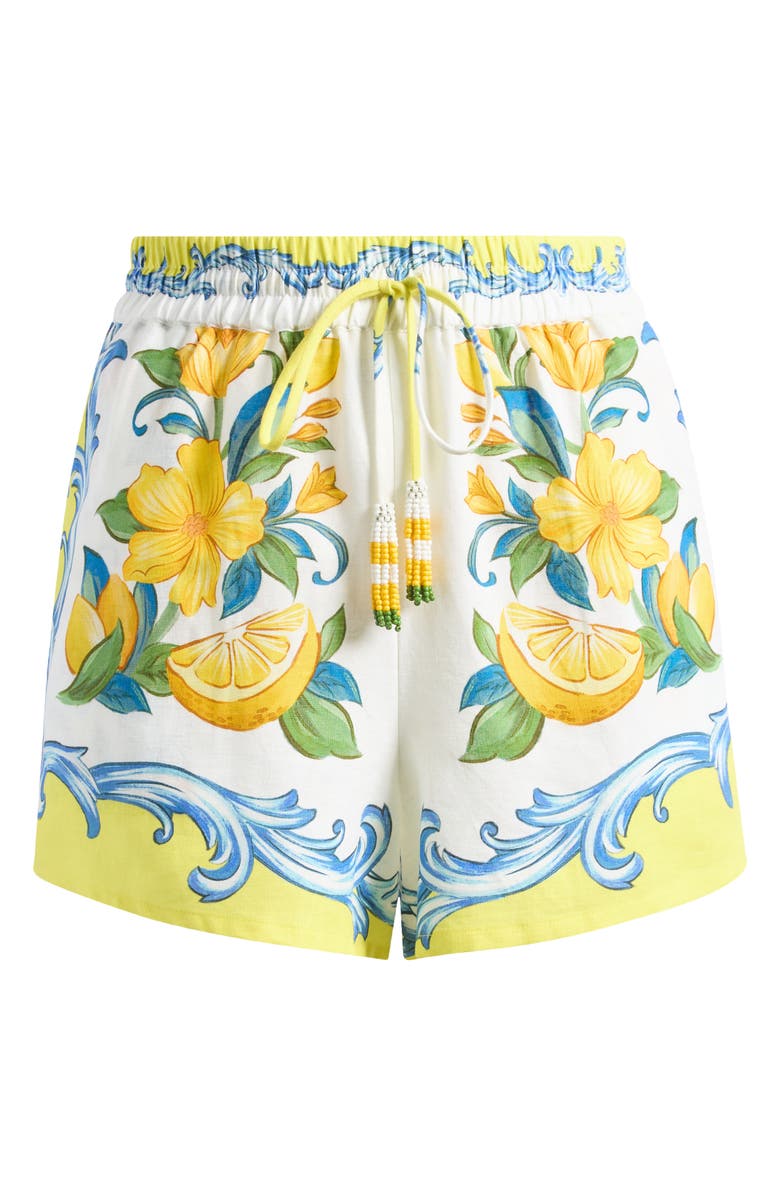 FARM Rio Sicily Scarf Linen Blend Shorts, Alternate, color, Off-White