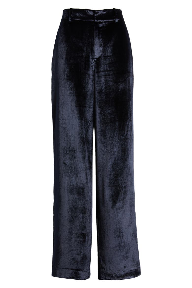 Chateau High Waist Wide Leg Velvet Pants, Alternate, color, MIDNIGHT