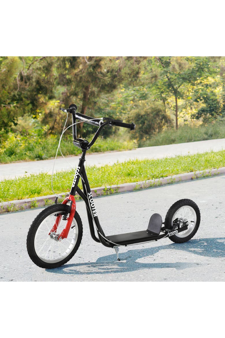 Teens Youth Kick Scooter with Adjustable Handlebar, Dual Brakes, Inflatable Wheels, Alternate, color, Black