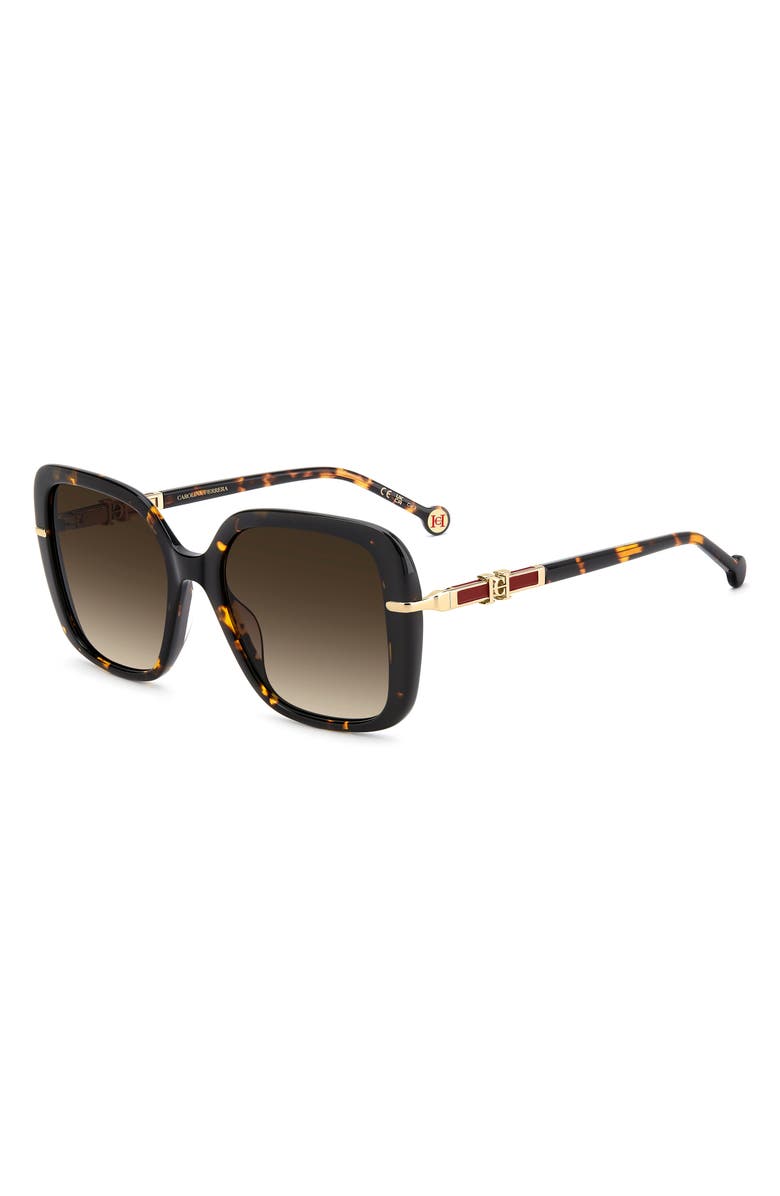 Carolina Herrera Her 55mm Gradient Square Sunglasses, Alternate, color, Havana/ Brown Sf