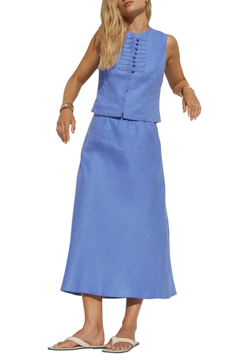 Linen Military Detail Top, Alternate, color, Blue