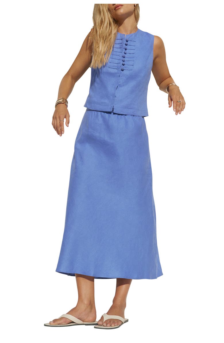 MINT VELVET Linen Military Detail Top, Alternate, color, Blue