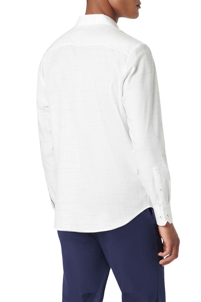 Axel Geo Print Stretch Button-Up Shirt, Alternate, color, WHITE