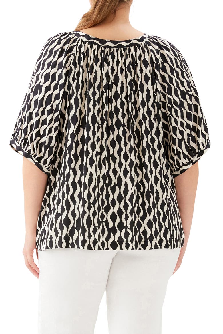 Print Satin Button-Up Peasant Top, Alternate, color, PRINT