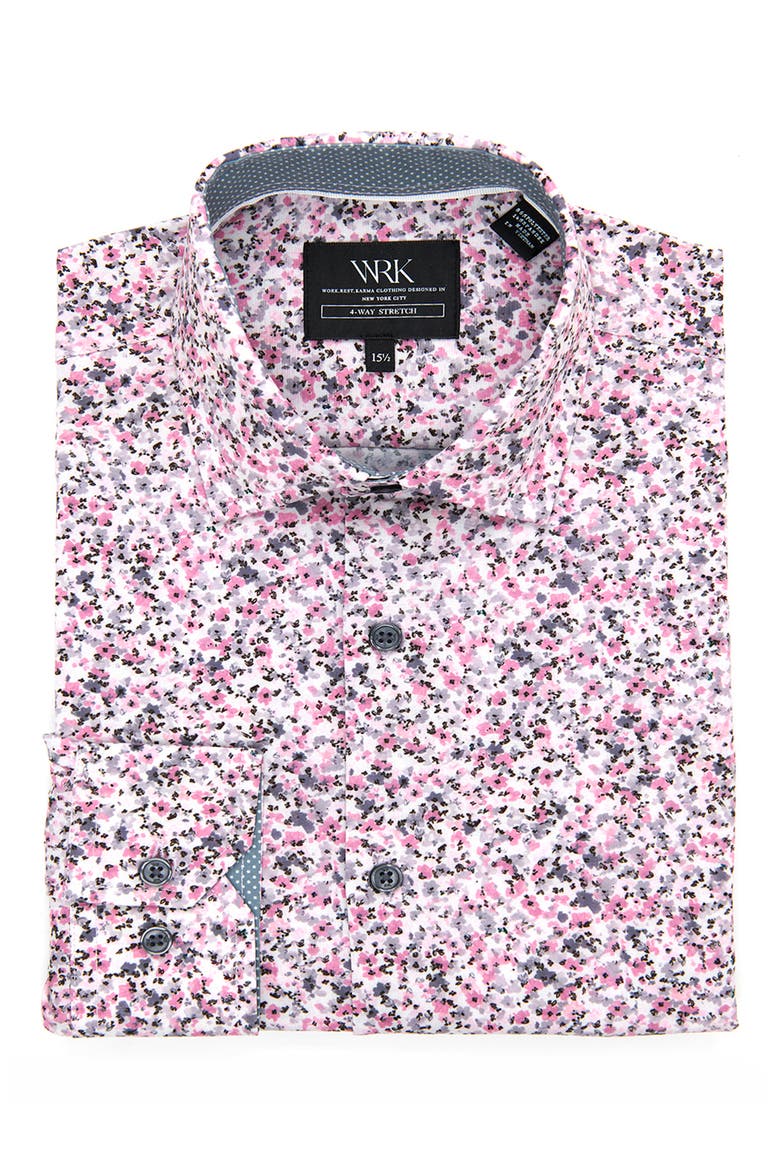 Slim Fit Floral Print Performance Dress Shirt, Alternate, color, PINK