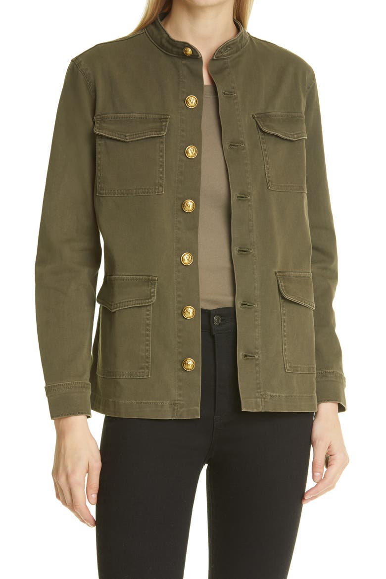 Elaina Stretch Cotton Utility Jacket, Main, color, IVY