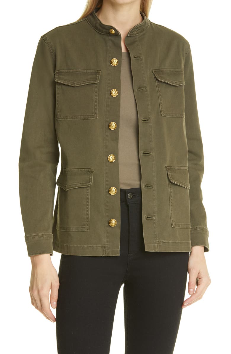 L'AGENCE Elaina Stretch Cotton Utility Jacket, Main, color,