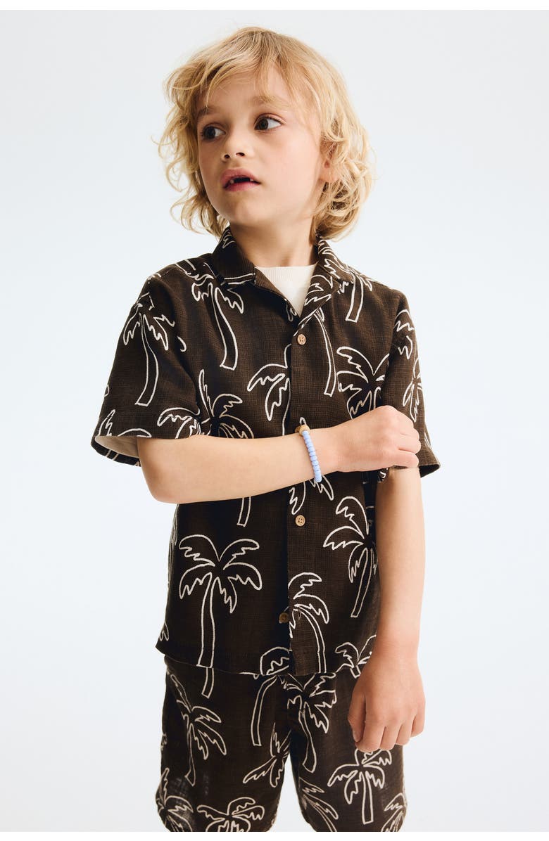 H&M 2-piece Printed Cotton Set, Alternate, color, Dark Brown/Palm Trees