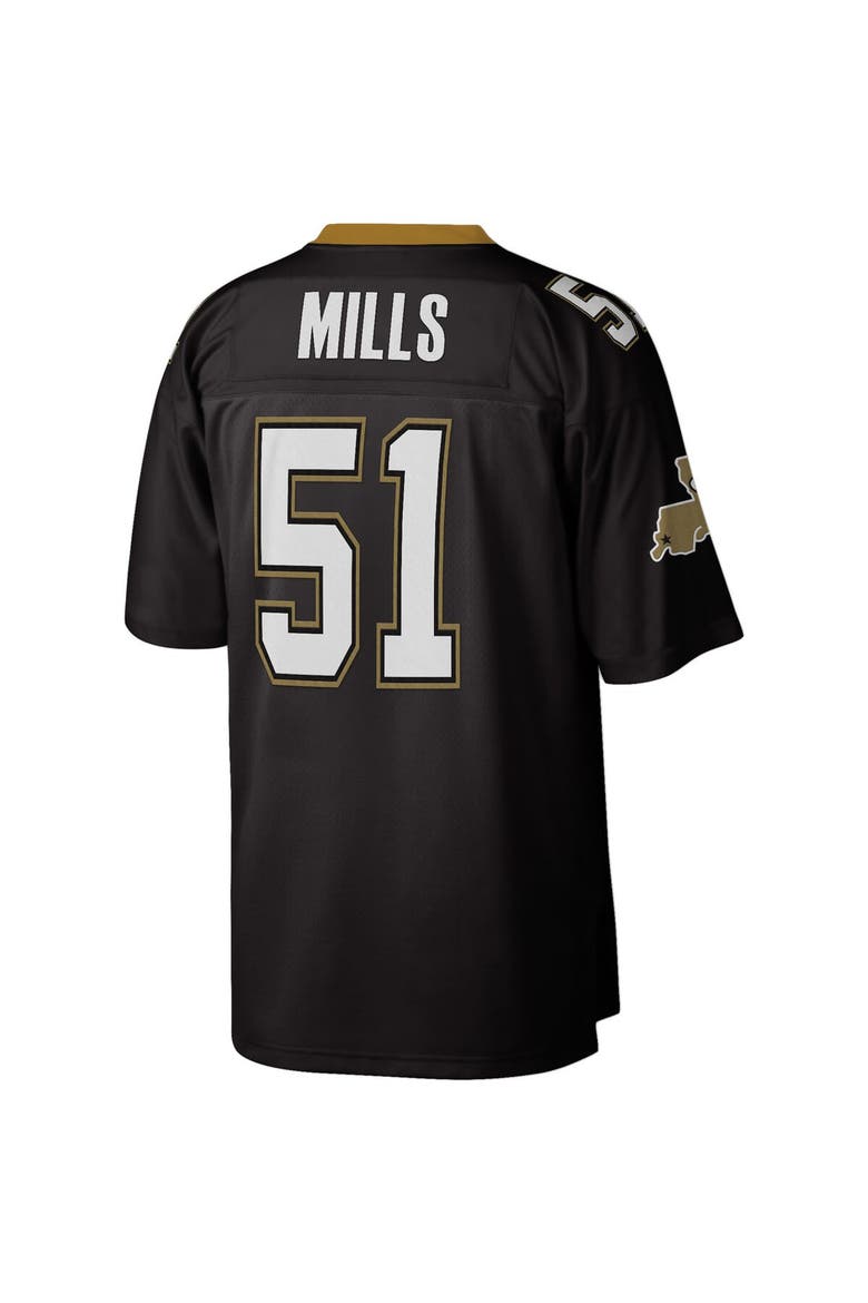 Men's Mitchell & Ness Sam Mills Black New Orleans Saints Legacy Replica Jersey, Alternate, color, Black