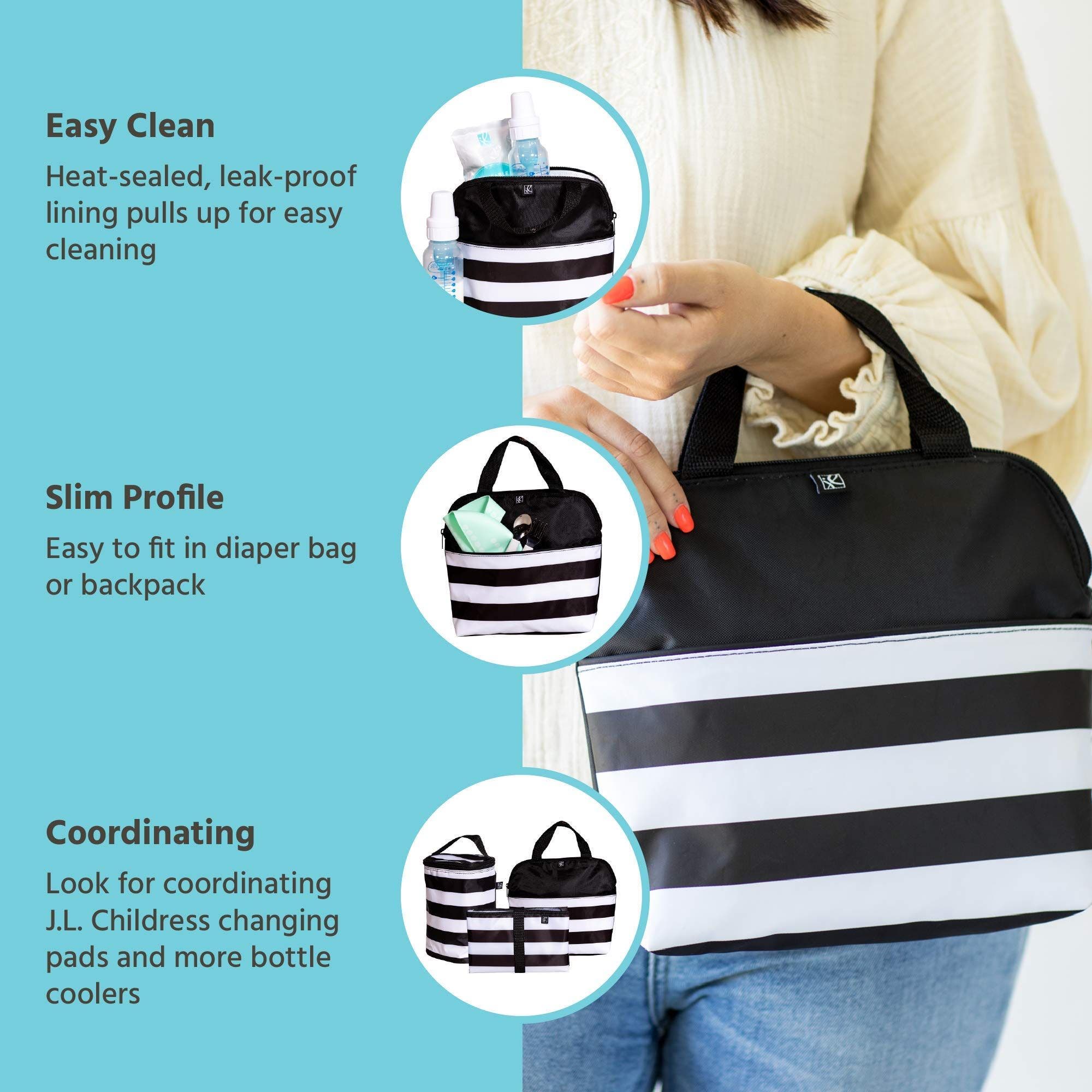 J.L. Childress MaxiCOOL 4 Bottle Breastmilk Insulated Leakproof Cooler, Alternate, color, Black/White