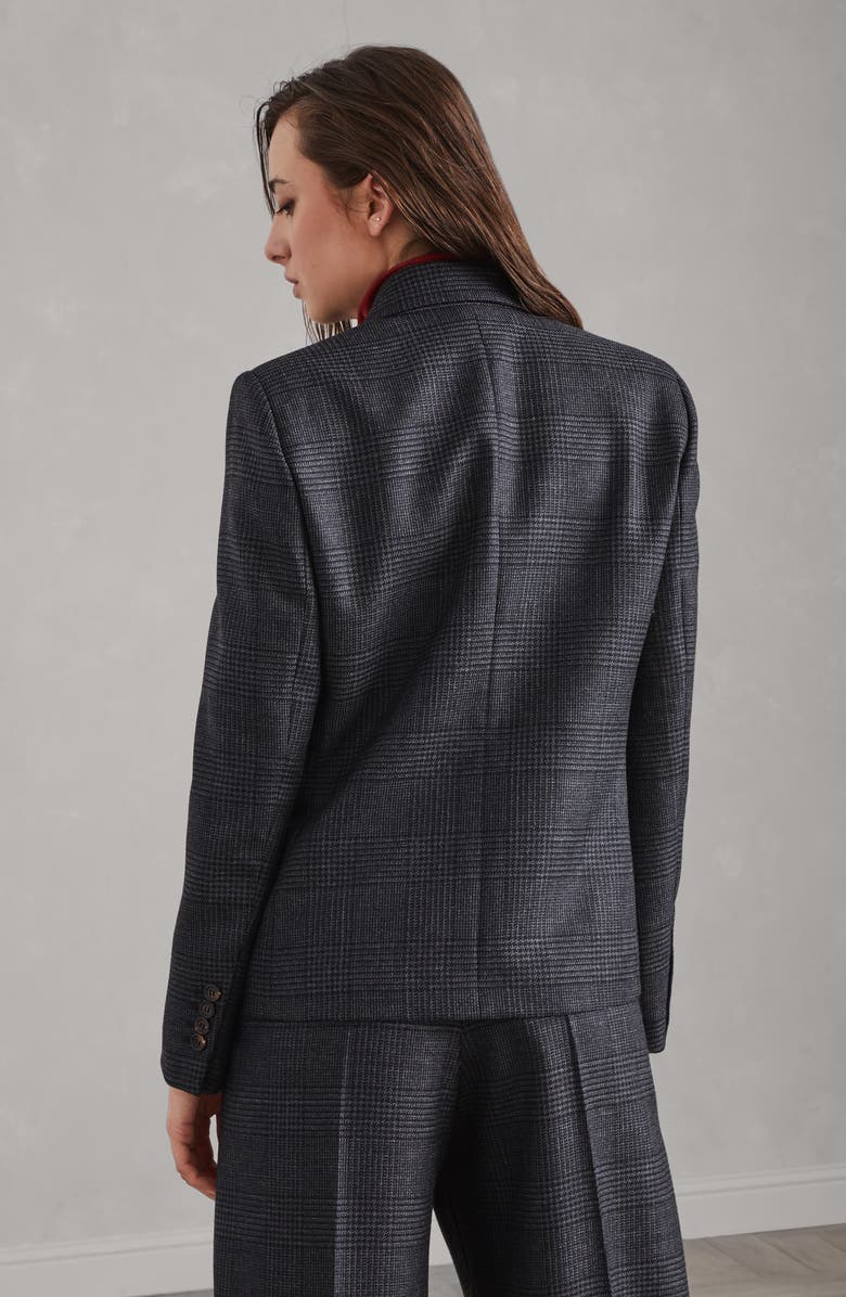 Brunello Cucinelli Virgin wool Prince of Wales blazer with monili, Alternate, color, 