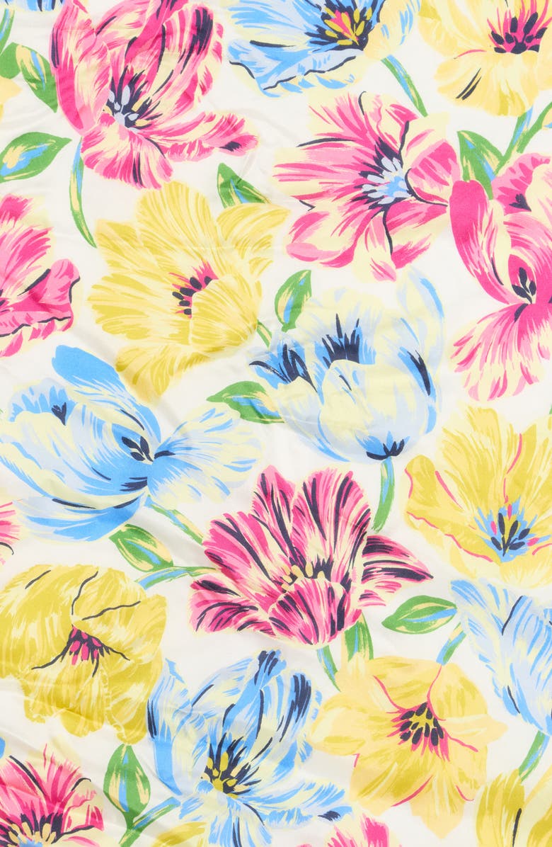 Kate Spade New York Painted Tulips Silk Square Scarf, Alternate, color, Cream Multi