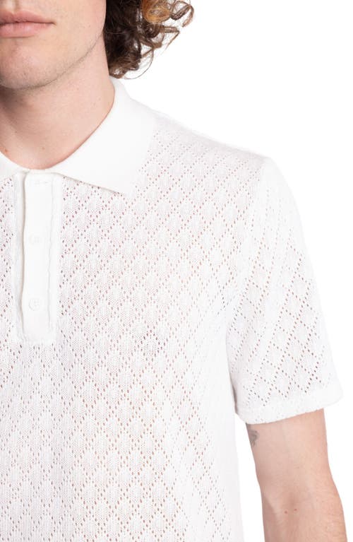 Paisley & Gray Diamond Open Knit Polo In White