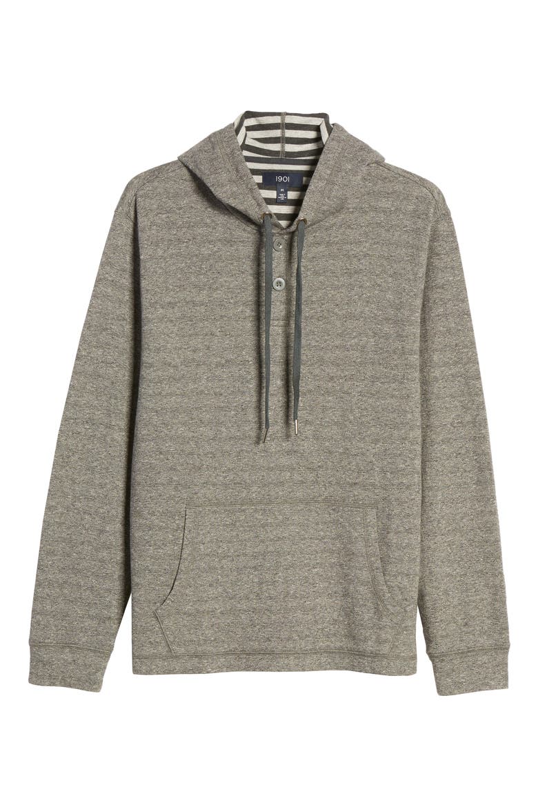 Marled Cotton Stripe Henley Hoodie, Alternate, color, GREY MARL STRIPE DUO