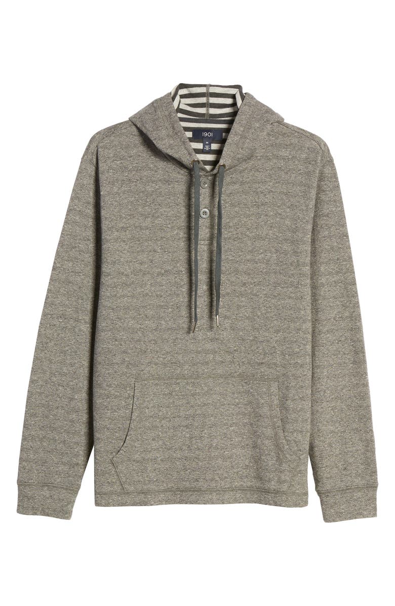 1901 Marled Cotton Stripe Henley Hoodie, Alternate, color, 