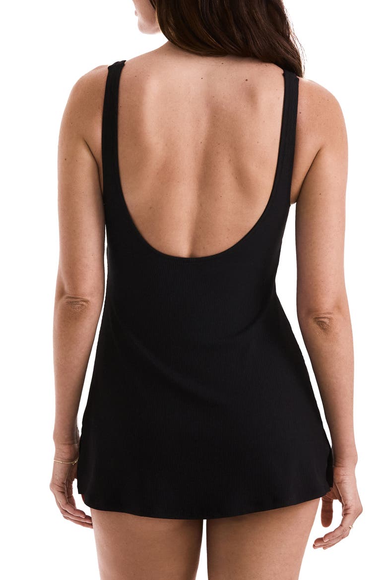 Harper Rib Skirted Swim Dress, Alternate, color, BLACK