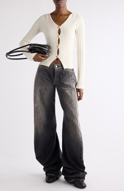 Acne Studios Kluid Cotton Rib Cardigan In White