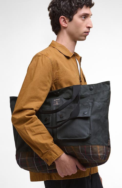 Barbour Field Water Resistant Waxed Cotton Tote