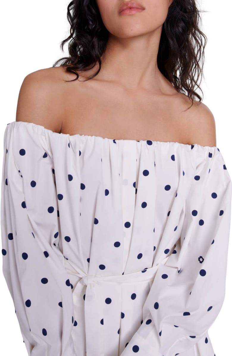 maje Shirt dress with bardot neckline, Alternate, color, 